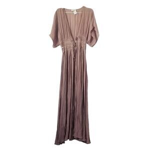 NWT Lilyful Mauve Embroidered Maxi Short Sleeve Duster size Small
